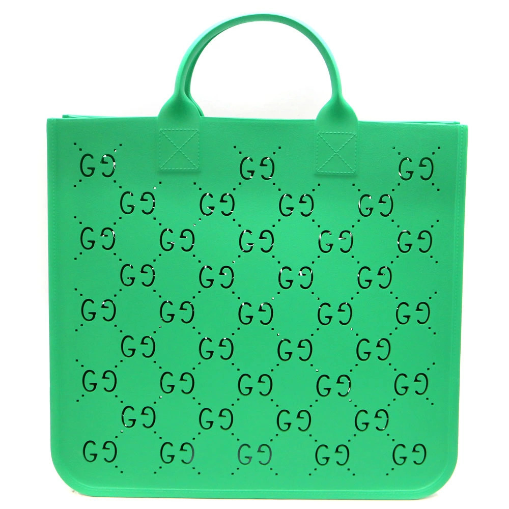 Gucci rubber handbag perforated GG monogram Green